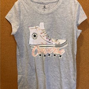 Converse Light Gray T-Shirt with Sequin Sneaker Design